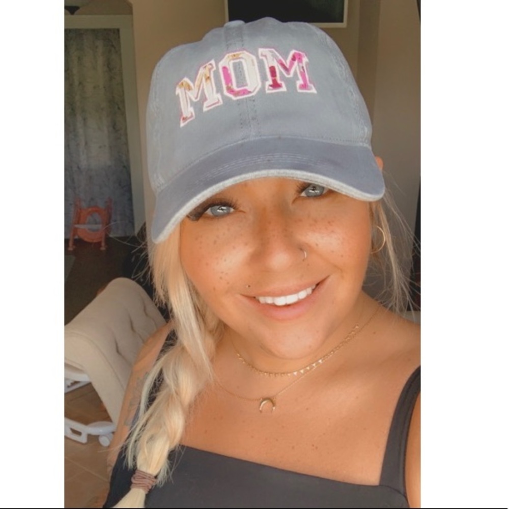 GRAY Mom Floral Baseball Cap